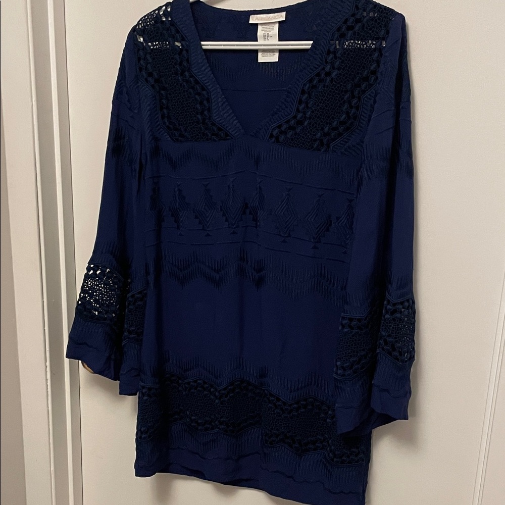 La Blanca Blue Embroidered and Lace Cut Out Resort Wear Size XS - Picture 2 of 10